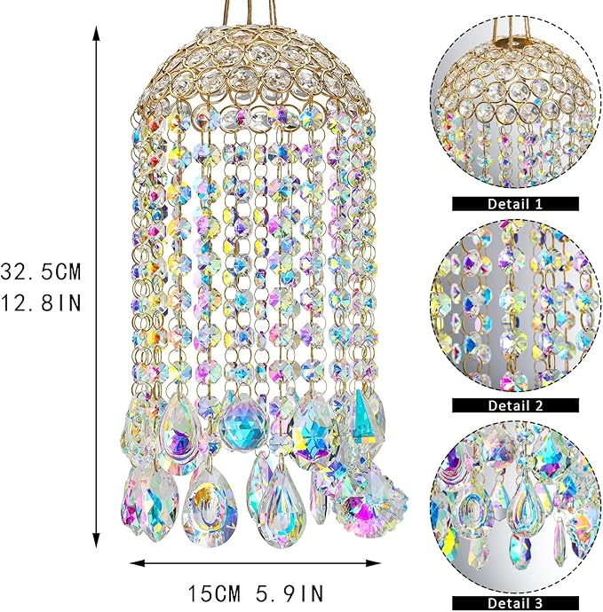 Crystal Chandelier Wind Chimes Suncatcher Pendant, Aurora Light Catcher - Image 5