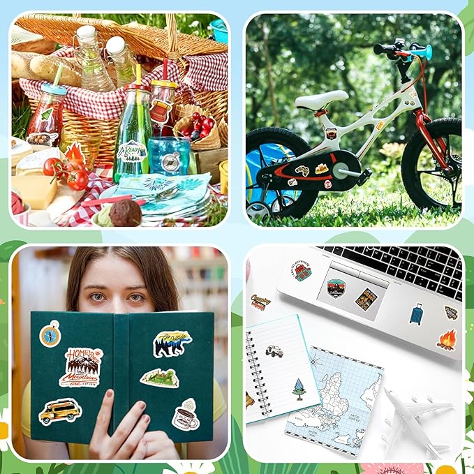 Cool Camping Adhesive Stickers 670 Counts Adventure Hiking Stickers - Image 6