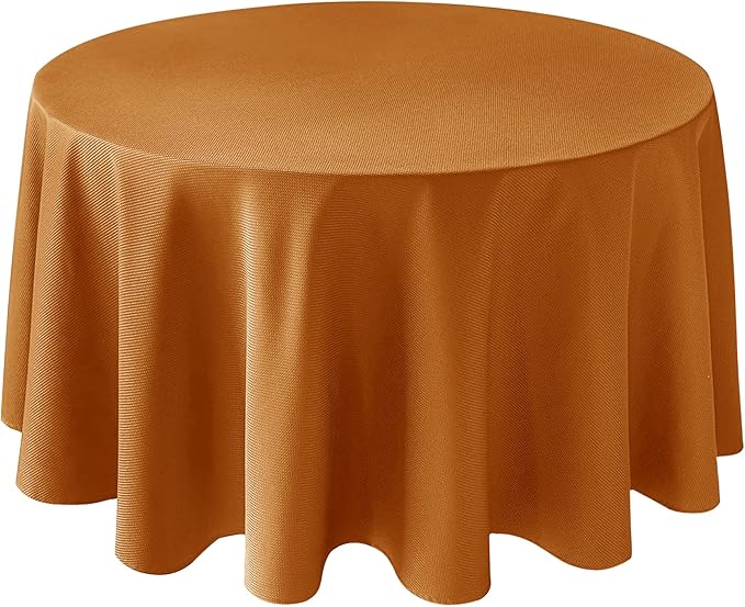 Biscaynebay Fall Tablecloth Textured Fabric Round Tablecloths 70", Bronze by Biscaynebay