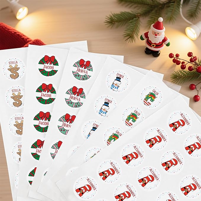 Personalized Christmas Stickers, Custom Name Waterproof Christmas Gift Tags - Image 3