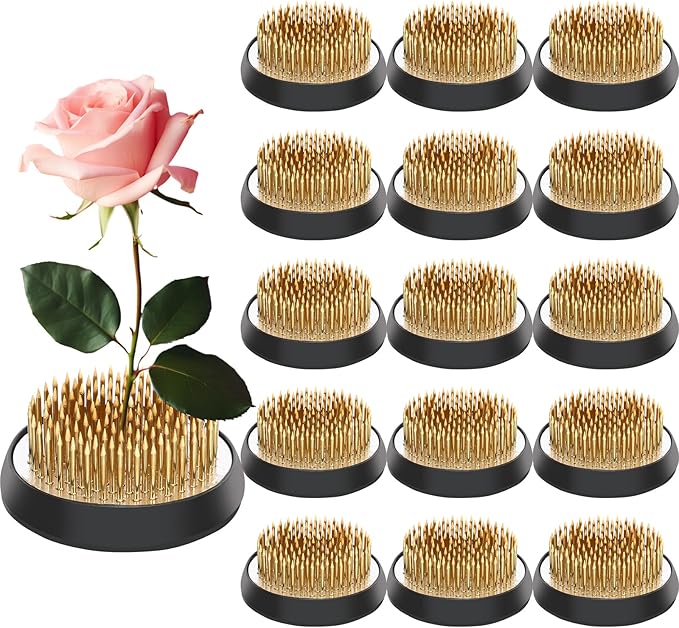 Sliner 16 Pieces Floral Frogs 1.57 Inch Round Brass Flower Holder Japanese by Sliner