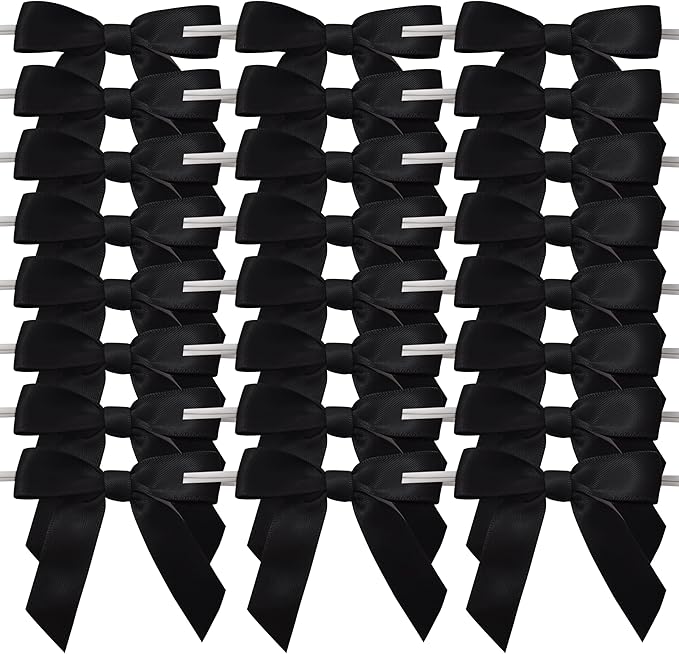 50pcs 2-1/2" Black Satin Ribbon Bows - Image 2