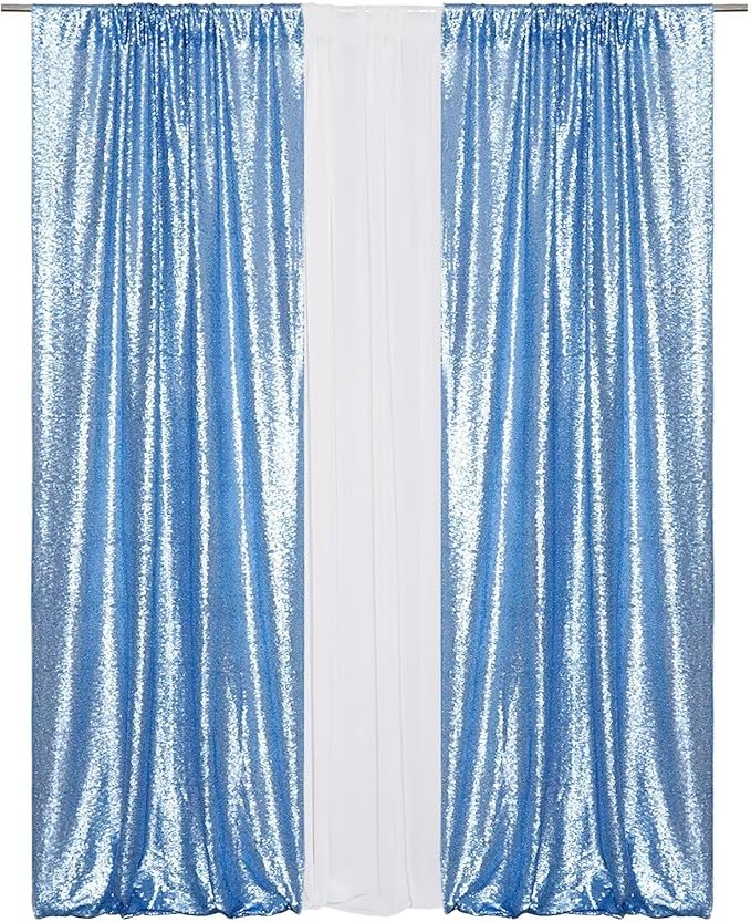 Eternal Beauty Sequin Backdrop Curtains, 2x8 Ft-2 Panels Baby Blue Back Drop - Image 7