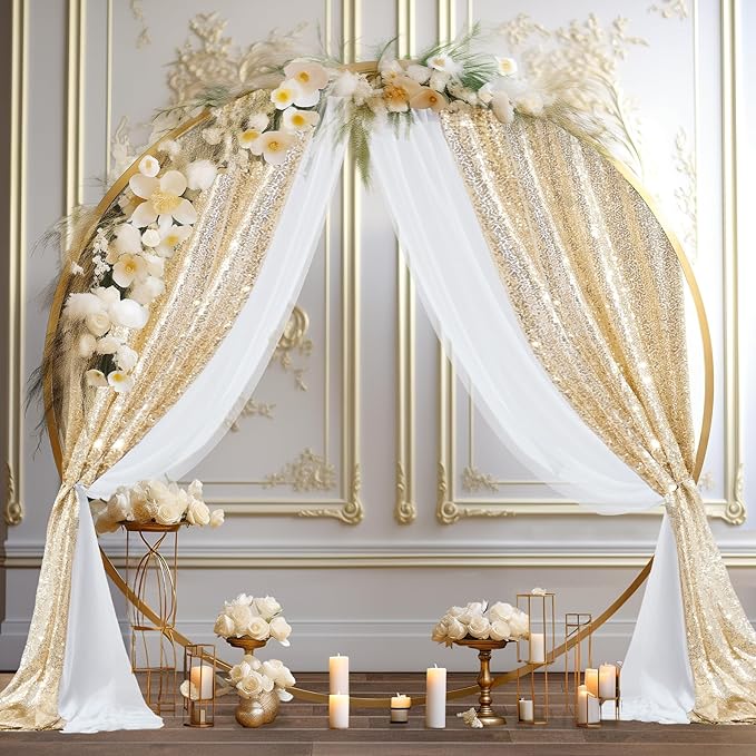 Wedding Arch Draping Fabric, 1 Panel 28" x19ft White Arch Drapes & 1 Panel 16" - Image 7