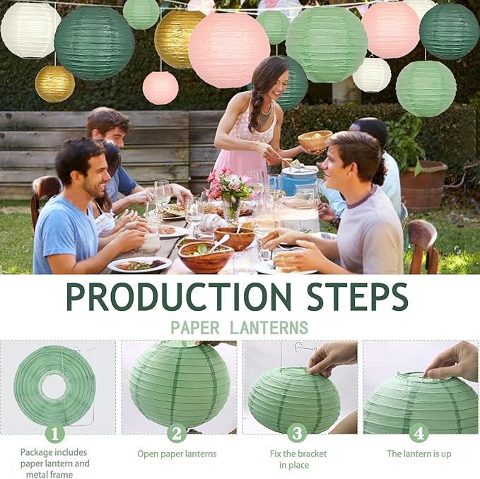 ADLKGG Paper Lanterns Decorative, Round Hanging Paper Lanterns Decorations - Image 6