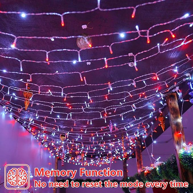YEGUO 165ft 500 LED Red and White Christmas Lights Outdoor Waterproof, 8 Modes - Image 6