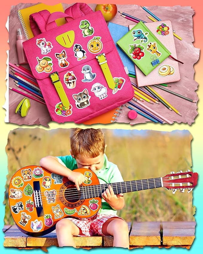 JCFIRE 200PCS Stickers for Kids, Waterproof Cute Mixed Animal Food Vinyl - Image 4