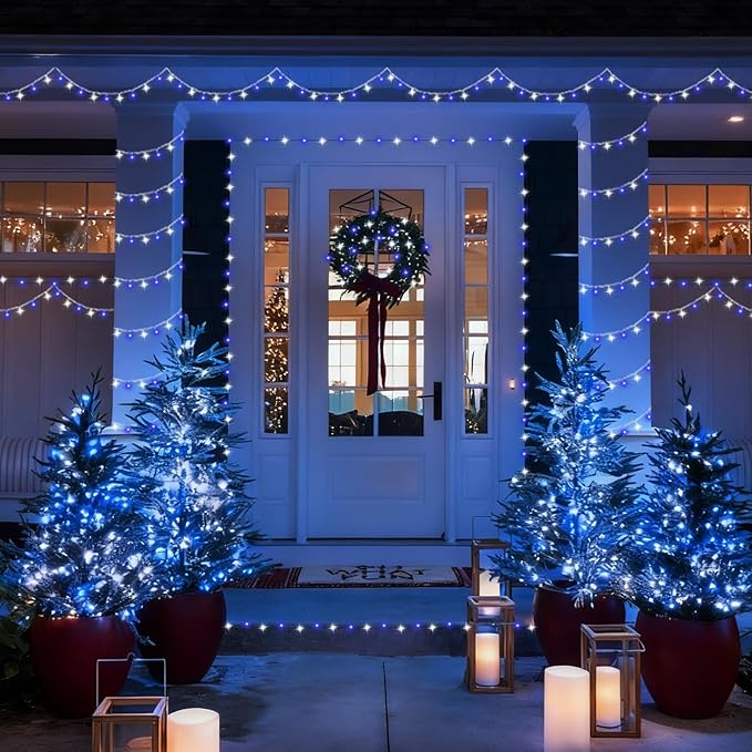 YEGUO 165ft 500 LED Blue and White Christmas Lights Outdoor Waterproof - Image 5