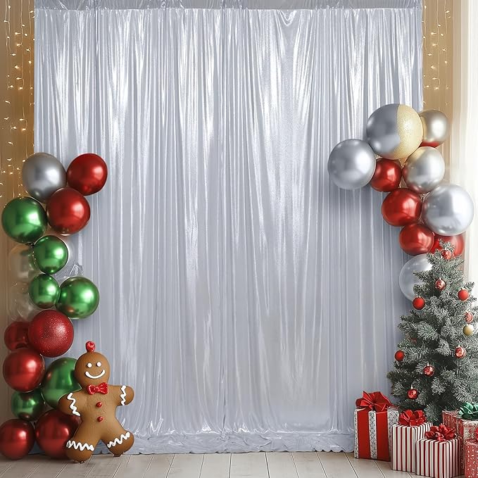 10x12ft Silver Sequin Backdrop Curtain Panels - Image 6