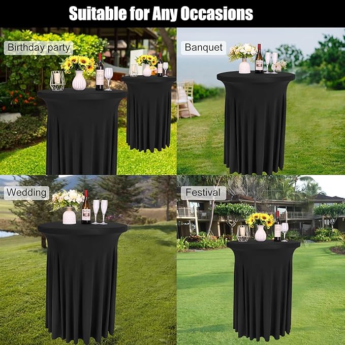6 Pack Round Cocktail Tablecloth 32"x 43" Spandex Cocktail Table Skirt - Image 6