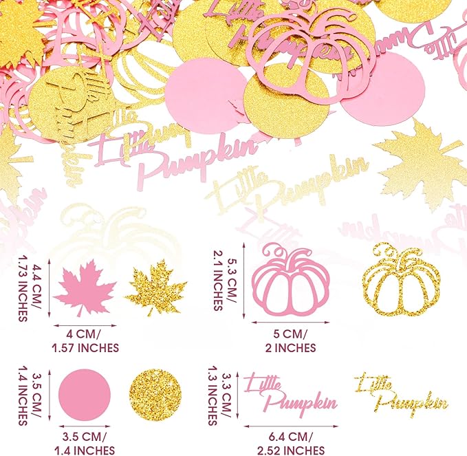 Ferraycle 400 Pcs Thanksgiving Pink and Gold Pumpkin Confetti Christmas Baby - Image 2