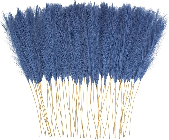 50pcs Faux Pampas Grass, 21.6" Short Artificial Pompous Grass Floral Fake by ObbsieDirect
