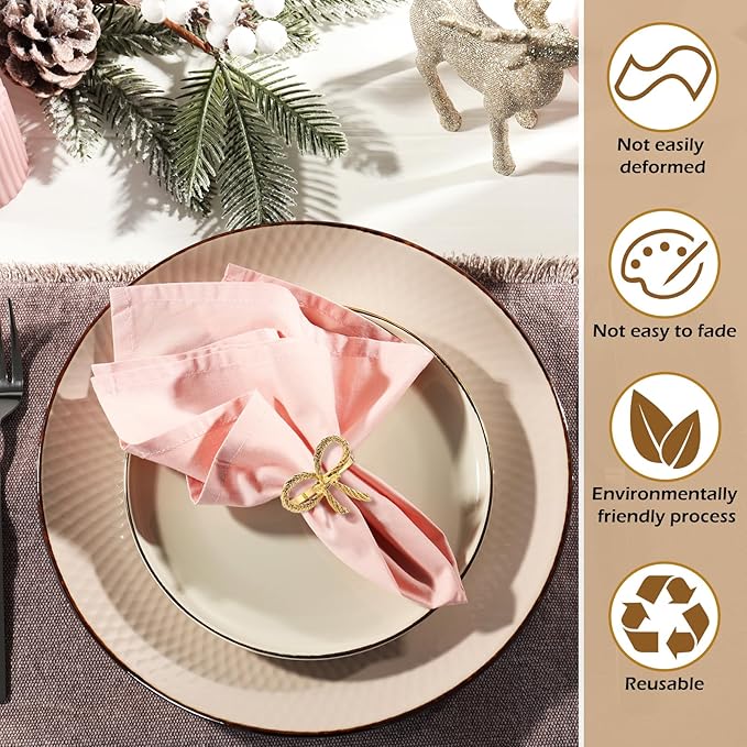 Bokon 50 Pcs Gold Napkin Rings Metal Napkin Holders Rings Bulk - Image 3