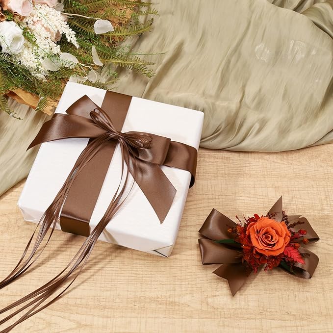 LaRibbons Brown Ribbon 1 1/2 Inch 25 Yards Luxury Double Faced Mocha Mousse - Image 2