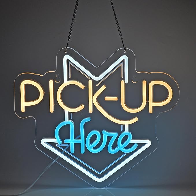 PICK-UP Here Neon Sign, Neon Lights Hanging Wall Art Decoration by JULHOVR
