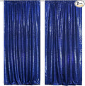 SquarePie Sequin Backdrop Curtain 8FT x 10FT Navy Blue Satin Backing Fabric by SquarePie