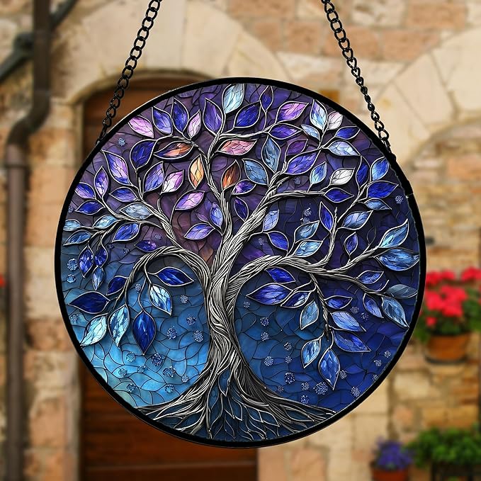 Stained Glass Window Hanging, and Mom 6.3 in - Image 6