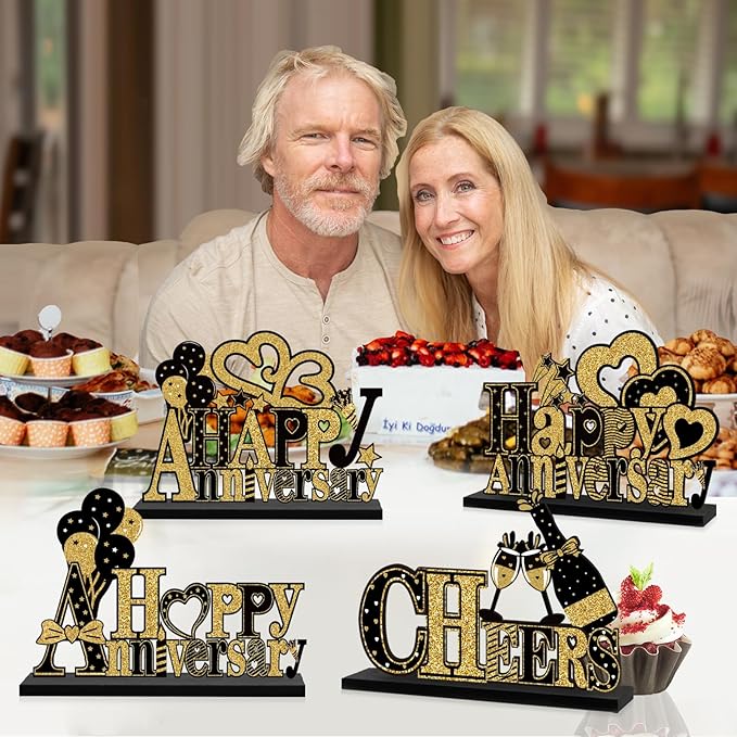 4 Pieces Anniversary Decorations Wooden Table Centerpieces, 10th 20th 30th 40th - Image 6