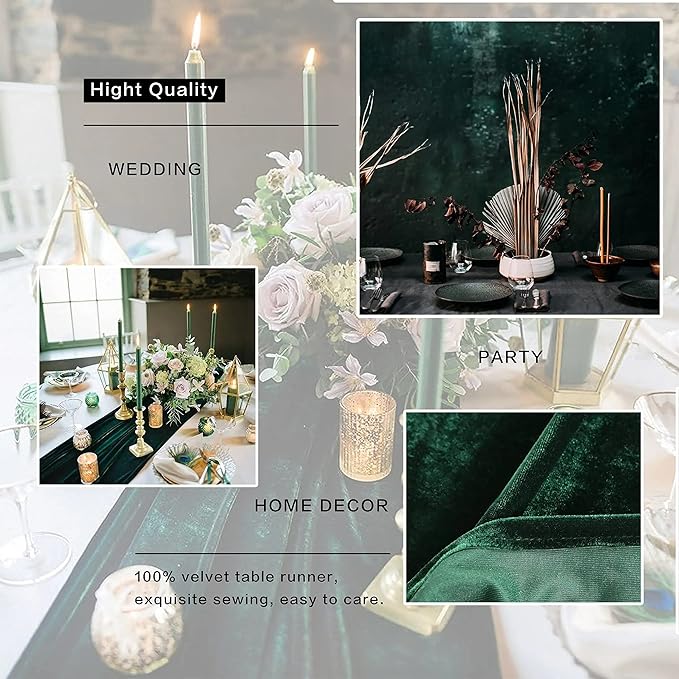Velvet Table Runner, 5 Pack Luxurious Wedding Reception Decorations Soft Velvet - Image 5