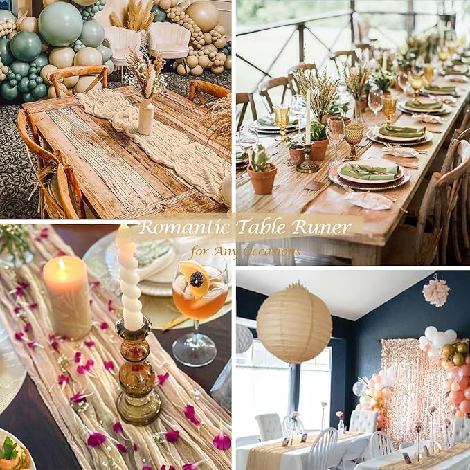 6 Pack Champagne Cheesecloth Table Runners Fall Thanksgiving Cheese Cloth Table - Image 4