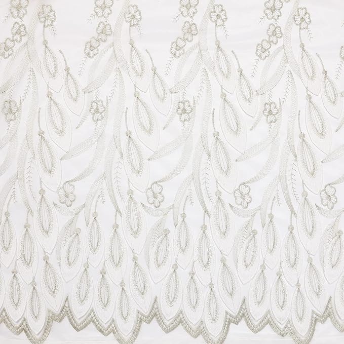 VISIONTEX White Sheer Voile Curtains, Decorative White Embossed Drip Rod Pocket - Image 7