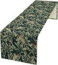 Peacock Table Runner, Retro Floral Plants Peacock Table Runner by Unknown