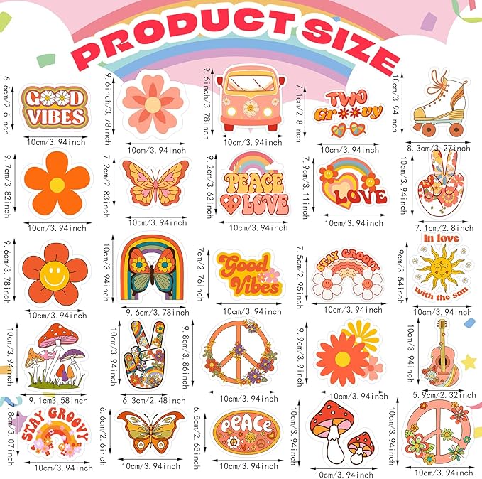 25 Pieces Hippie Car Flower Magnet Groovy Boho Flower Refrigerator Magnets - Image 2
