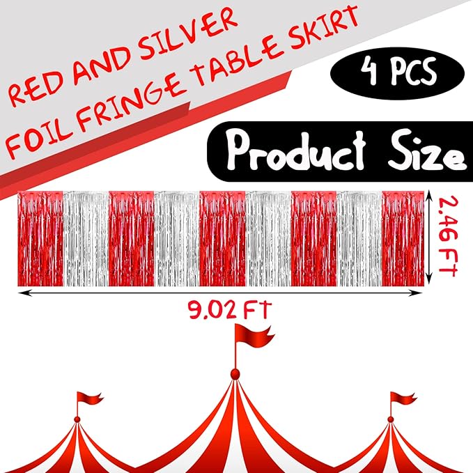 4 Pack 29x108 Inch Metallic Foil Fringe Tinsel Table Skirts - Image 2
