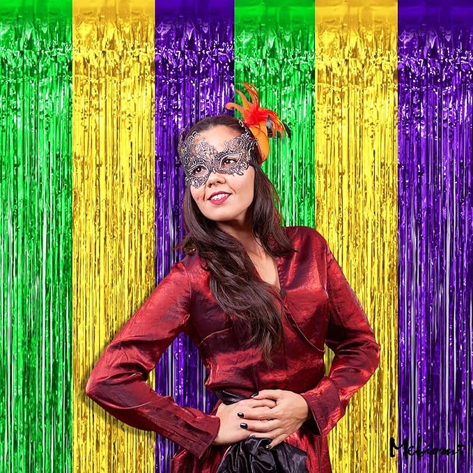 4 Pack 3.2Ft x 6.6Ft Mardi Gras Fringe Curtain Backdrop - Image 7