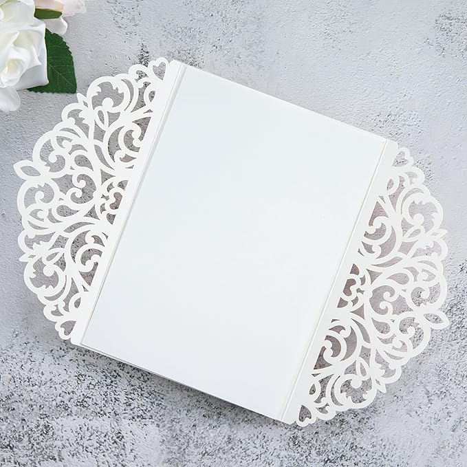 20Pcs Rose Gold Glitter Laser Cut Invitation Cards - Image 8
