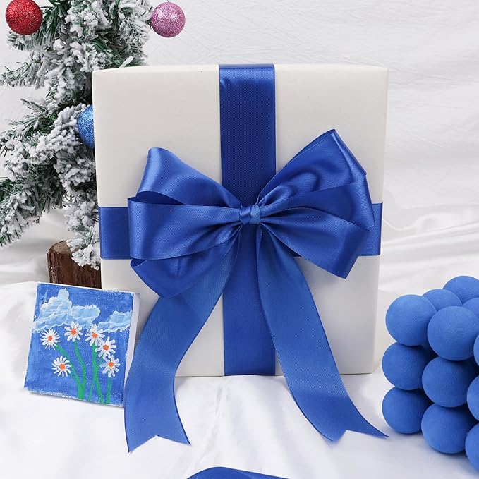 NESCCI 100 Yards Ribbon, 1-1/2 Inch Royal Blue Satin Ribbon, Single Face Satin - Image 4