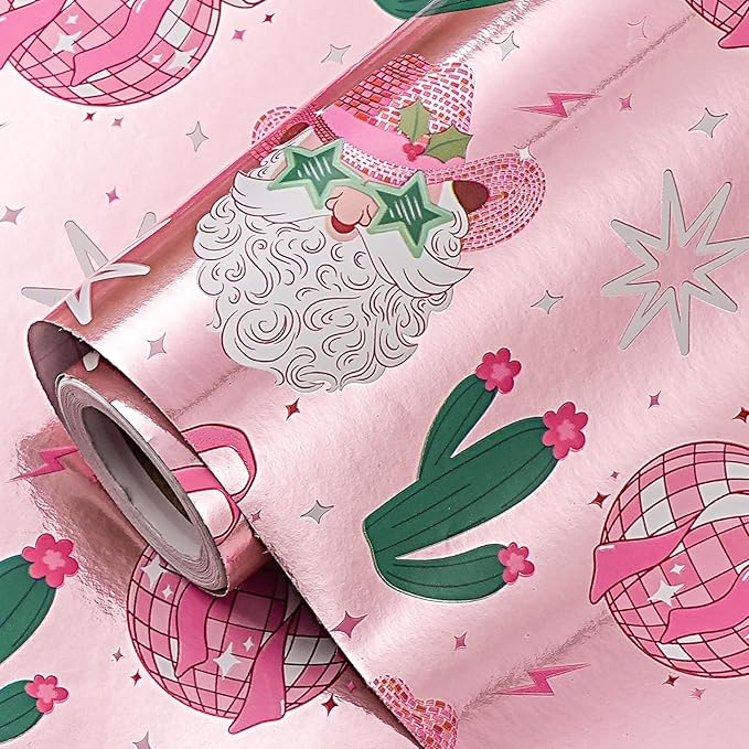 LeZakaa Pink Christmas Wrapping Paper Roll - Image 6