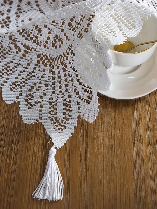 Jayla White Lace Table Runners, Elegant Vintage Lace Table Runner, Wedding Lace - Image 8