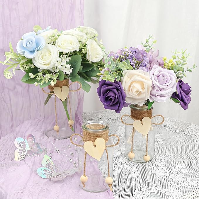 Vintage Glass Vases for Flowers, Bridal Shower Bud Vase Set - Image 8