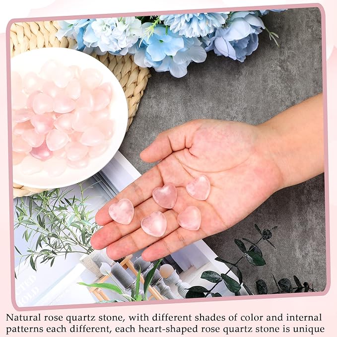 Gerrii 50 Pcs Heart Healing Stone Bulk Quartz Heart Inspirational Stones Gift - Image 4
