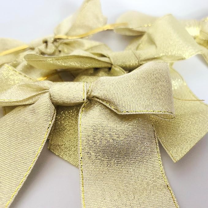 36pcs 4-1/2" Metallic Gold Glitter Ribbon Bows - Image 8