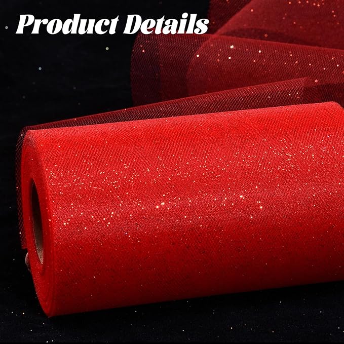 Glitter Tulle Rolls 6” by 50 Yards Sparkle Tulle Fabric Ribbon Sequin Tulle - Image 5