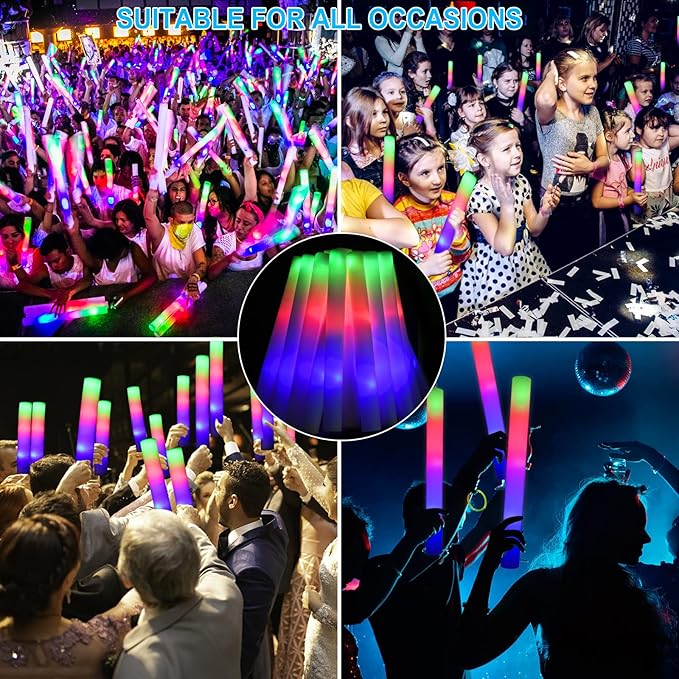EXCECAR 45PCS Foam Glow Sticks, LED Light Up Foam Sticks - Image 7