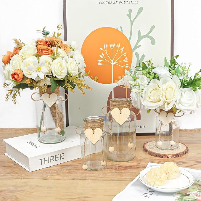 Vintage Glass Vases for Flowers, Bridal Shower Bud Vase Set - Image 5