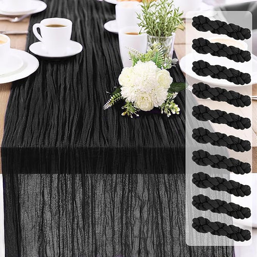 10-Pack Black Cheesecloth Table Runners – 10FT Boho Rustic Gauze Fabric Cheese by Unknown