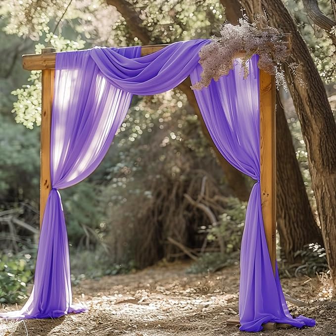 Wokceer Wedding Arch Draping 2 Panels 28.7" x 20FT Lavender Purple Sheer Fabric - Image 7