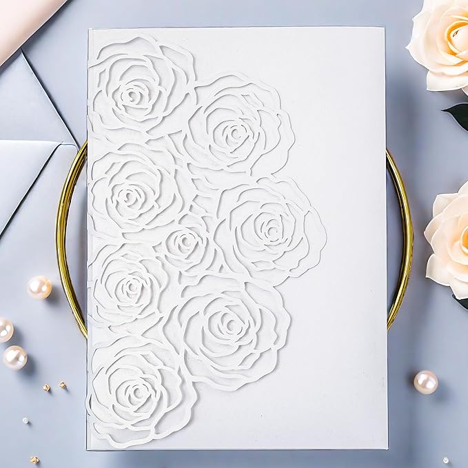 20 Pcs Laser Cut Wedding Invitations Card Pocket - Image 3