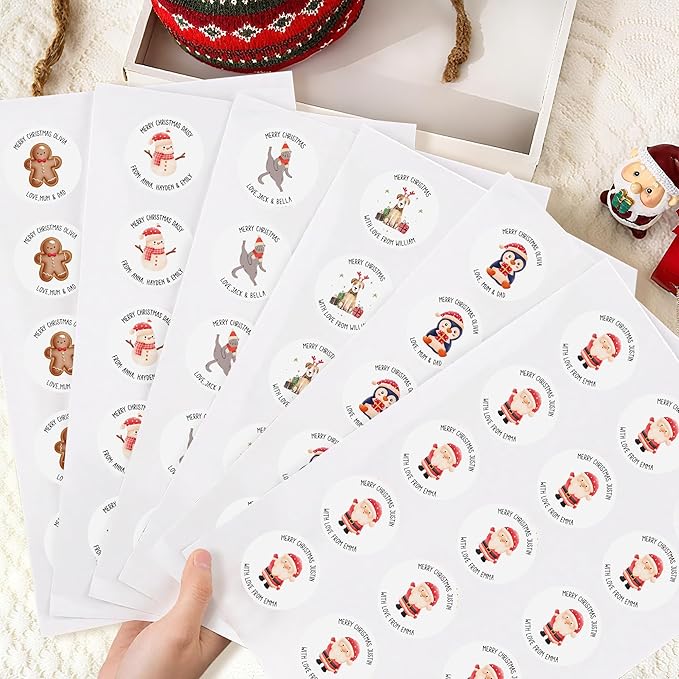 callie moment Personalized Christmas Stickers, Custom Name Waterproof Christmas - Image 3