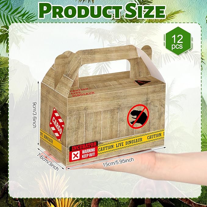 Bucherry 12 Pcs Dinosaur Treat Boxes Dino Party Favor Boxes Candy Goodie Gift - Image 2