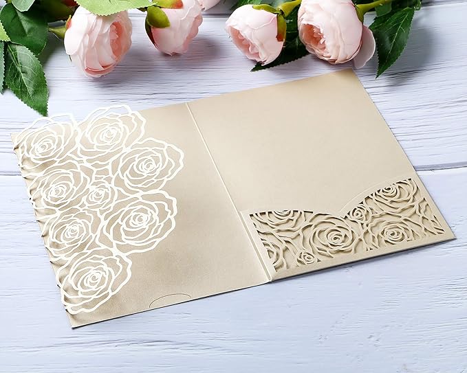 20 Pcs Laser Cut Wedding Invitations Card Pocket - Image 5