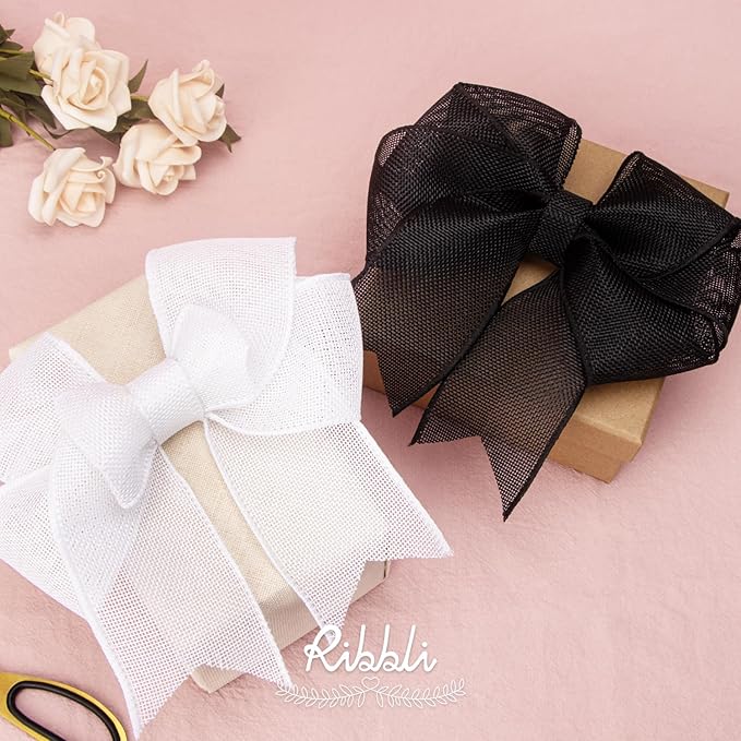 Ribbli White Burlap Wired Ribbon, 2-1/2” Inch x Continuous 20 Yard, Big Bows - Image 4