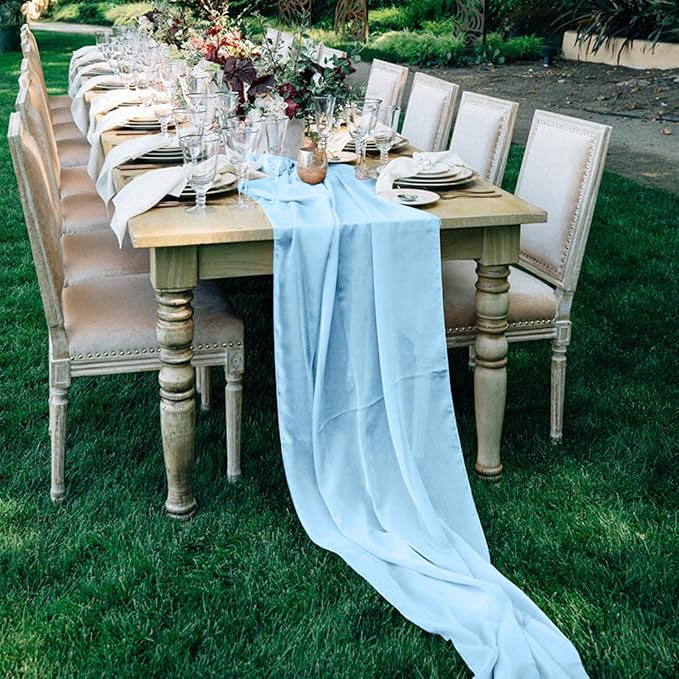 10 Pack 10ft Baby Blue Chiffon Table Runners Wedding Table Runner Sheer - Image 8