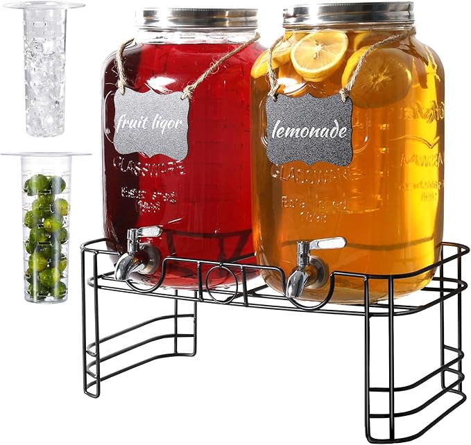 2 Gallon Drink Dispensers for Parties, 2 Pack Beverage Dispensers by JOFUYU