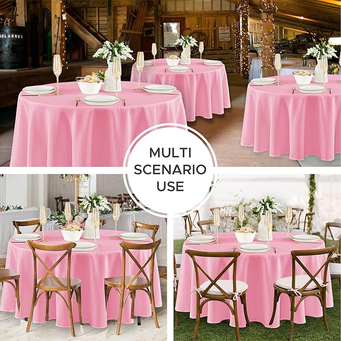 Fitable 8 Pack Round Tablecloths: Stain Resistant Wrinkle Free Circle Table - Image 5