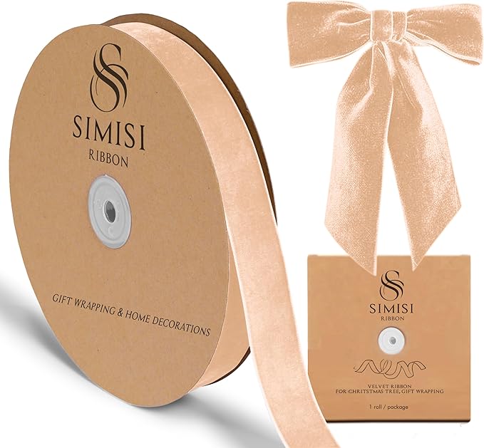 Champagne Velvet Ribbon 1'' 25 Yards by SIMISIRIBBON